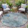 Piper Looms Chantille Abstract ACN2073 Teal Machine Washable Area Rug Round Outdoor Lifestyle Image Feature