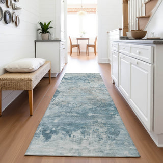 Piper Looms Chantille Abstract ACN2073 Teal Machine Washable Area Rug Runner Lifestyle Image Feature