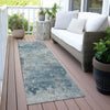 Piper Looms Chantille Abstract ACN2073 Teal Machine Washable Area Rug Runner Outdoor Lifestyle Image Feature