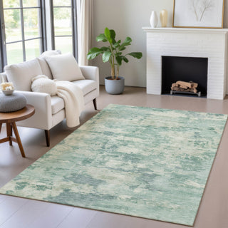 Piper Looms Chantille Abstract ACN2074 Teal Machine Washable Area Rug Lifestyle Image Feature