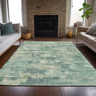 Piper Looms Chantille Abstract ACN2074 Teal Machine Washable Area Rug Lifestyle Image Feature