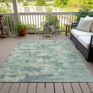 Piper Looms Chantille Abstract ACN2074 Teal Machine Washable Area Rug Outdoor Lifestyle Image Feature