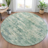 Piper Looms Chantille Abstract ACN2074 Teal Machine Washable Area Rug Round Lifestyle Image Feature