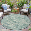 Piper Looms Chantille Abstract ACN2074 Teal Machine Washable Area Rug Round Outdoor Lifestyle Image Feature