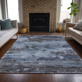 Piper Looms Chantille Abstract ACN2075 Blue Machine Washable Area Rug Lifestyle Image Feature