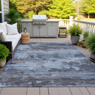 Piper Looms Chantille Abstract ACN2075 Blue Machine Washable Area Rug Outdoor Lifestyle Image Feature