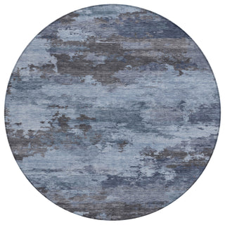 Piper Looms Chantille Abstract ACN2075 Blue Machine Washable Area Rug Round Main Image