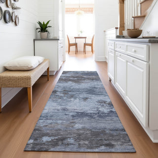Piper Looms Chantille Abstract ACN2075 Blue Machine Washable Area Rug Runner Lifestyle Image Feature