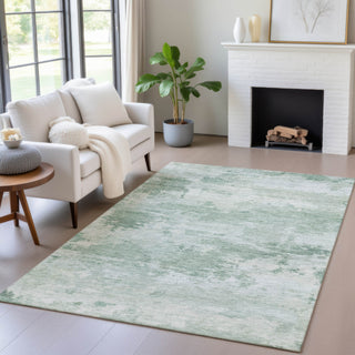 Piper Looms Chantille Abstract ACN2075 Mint Machine Washable Area Rug Lifestyle Image Feature