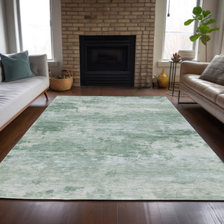Piper Looms Chantille Abstract ACN2075 Mint Machine Washable Area Rug Lifestyle Image Feature
