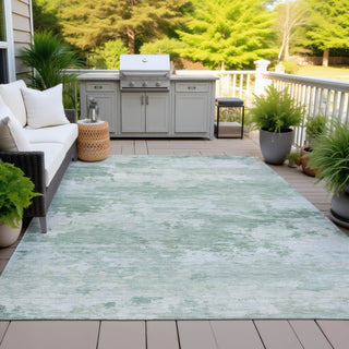 Piper Looms Chantille Abstract ACN2075 Mint Machine Washable Area Rug Outdoor Lifestyle Image Feature