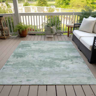 Piper Looms Chantille Abstract ACN2075 Mint Machine Washable Area Rug Outdoor Lifestyle Image Feature