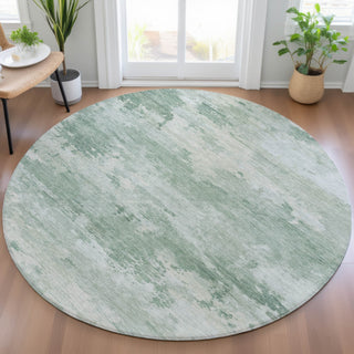 Piper Looms Chantille Abstract ACN2075 Mint Machine Washable Area Rug Round Lifestyle Image Feature