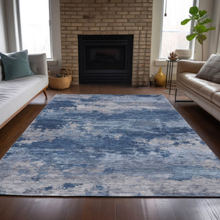 Piper Looms Chantille Abstract ACN2075 Navy Machine Washable Area Rug Lifestyle Image Feature