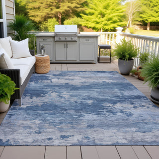 Piper Looms Chantille Abstract ACN2075 Navy Machine Washable Area Rug Outdoor Lifestyle Image Feature
