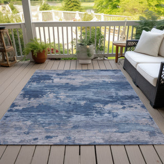 Piper Looms Chantille Abstract ACN2075 Navy Machine Washable Area Rug Outdoor Lifestyle Image Feature