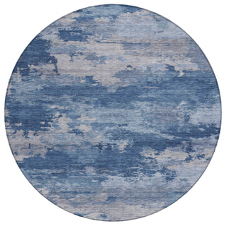 Piper Looms Chantille Abstract ACN2075 Navy Machine Washable Area Rug Round Main Image