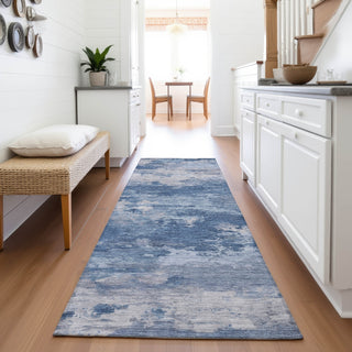 Piper Looms Chantille Abstract ACN2075 Navy Machine Washable Area Rug Runner Lifestyle Image Feature