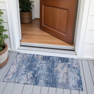 Piper Looms Chantille Abstract ACN2075 Navy Machine Washable Area Rug Scatter Outdoor Lifestyle Image Feature