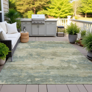 Piper Looms Chantille Abstract ACN2075 Seafoam Machine Washable Area Rug Outdoor Lifestyle Image Feature