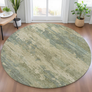 Piper Looms Chantille Abstract ACN2075 Seafoam Machine Washable Area Rug Round Lifestyle Image Feature