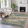 Piper Looms Chantille Abstract ACN2075 Teal Machine Washable Area Rug Lifestyle Image Feature