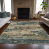 Piper Looms Chantille Abstract ACN2075 Teal Machine Washable Area Rug Lifestyle Image Feature