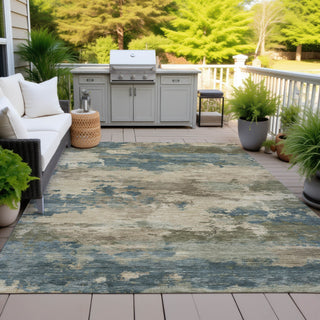Piper Looms Chantille Abstract ACN2075 Teal Machine Washable Area Rug Outdoor Lifestyle Image Feature