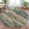 Piper Looms Chantille Abstract ACN2075 Teal Machine Washable Area Rug Round Lifestyle Image Feature