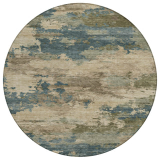 Piper Looms Chantille Abstract ACN2075 Teal Machine Washable Area Rug Round Main Image
