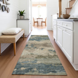 Piper Looms Chantille Abstract ACN2075 Teal Machine Washable Area Rug Runner Lifestyle Image Feature