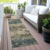 Piper Looms Chantille Abstract ACN2075 Teal Machine Washable Area Rug Runner Outdoor Lifestyle Image Feature
