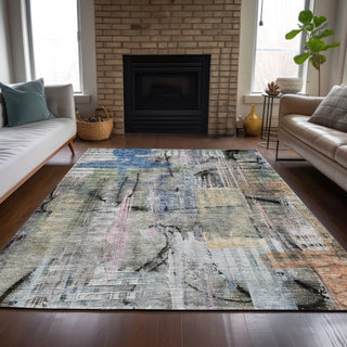 Piper Looms Chantille Abstract ACN2076 Blue Machine Washable Area Rug Lifestyle Image Feature