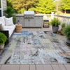 Piper Looms Chantille Abstract ACN2076 Blue Machine Washable Area Rug Outdoor Lifestyle Image Feature