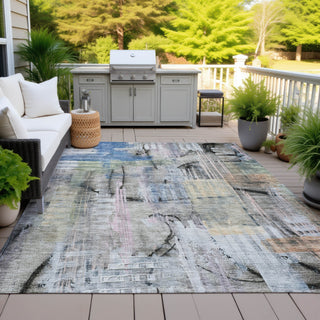 Piper Looms Chantille Abstract ACN2076 Blue Machine Washable Area Rug Outdoor Lifestyle Image Feature