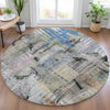 Piper Looms Chantille Abstract ACN2076 Blue Machine Washable Area Rug Round Lifestyle Image Feature