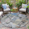Piper Looms Chantille Abstract ACN2076 Blue Machine Washable Area Rug Round Outdoor Lifestyle Image Feature