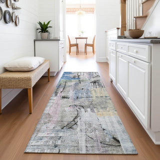 Piper Looms Chantille Abstract ACN2076 Blue Machine Washable Area Rug Runner Lifestyle Image Feature