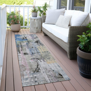 Piper Looms Chantille Abstract ACN2076 Blue Machine Washable Area Rug Runner Outdoor Lifestyle Image Feature