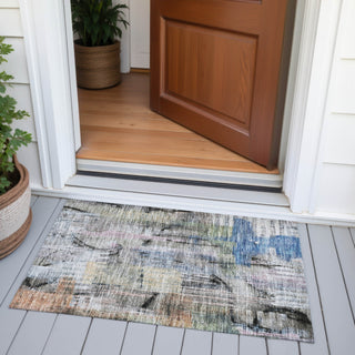 Piper Looms Chantille Abstract ACN2076 Blue Machine Washable Area Rug Scatter Outdoor Lifestyle Image Feature