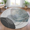 Piper Looms Chantille Abstract ACN2077 Ivory Machine Washable Area Rug Round Lifestyle Image Feature