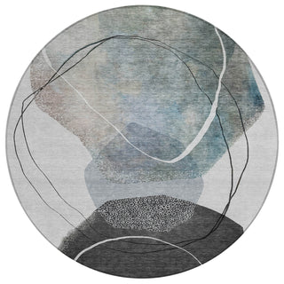 Piper Looms Chantille Abstract ACN2077 Ivory Machine Washable Area Rug Round Main Image