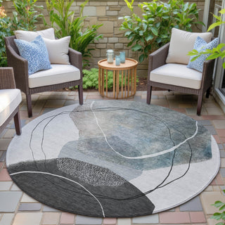 Piper Looms Chantille Abstract ACN2077 Ivory Machine Washable Area Rug Round Outdoor Lifestyle Image Feature