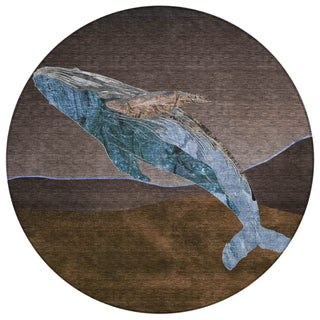 Piper Looms Chantille Coastal ACN2078 Brown Machine Washable Area Rug Round Main Image
