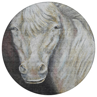 Piper Looms Chantille Animal ACN2080 Ivory Machine Washable Area Rug Round Main Image