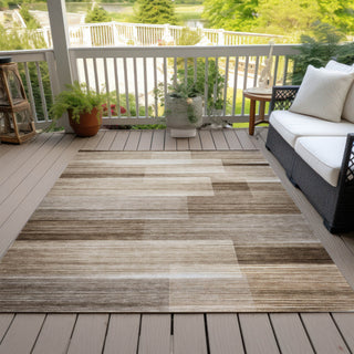 Piper Looms Chantille Stripes ACN2082 Brown Machine Washable Area Rug Outdoor Lifestyle Image Feature