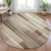 Piper Looms Chantille Stripes ACN2082 Brown Machine Washable Area Rug Round Lifestyle Image Feature