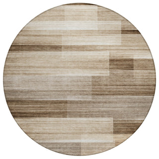 Piper Looms Chantille Stripes ACN2082 Brown Machine Washable Area Rug Round Main Image