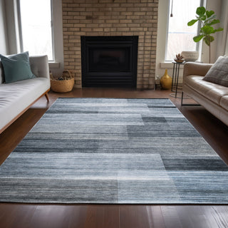 Piper Looms Chantille Stripes ACN2082 Denim Machine Washable Area Rug Lifestyle Image Feature