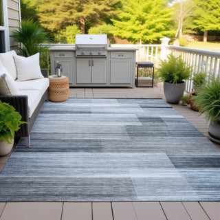 Piper Looms Chantille Stripes ACN2082 Denim Machine Washable Area Rug Outdoor Lifestyle Image Feature